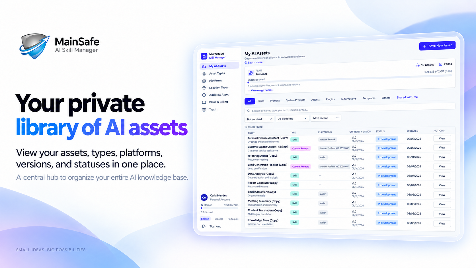 Your private library of AI assets