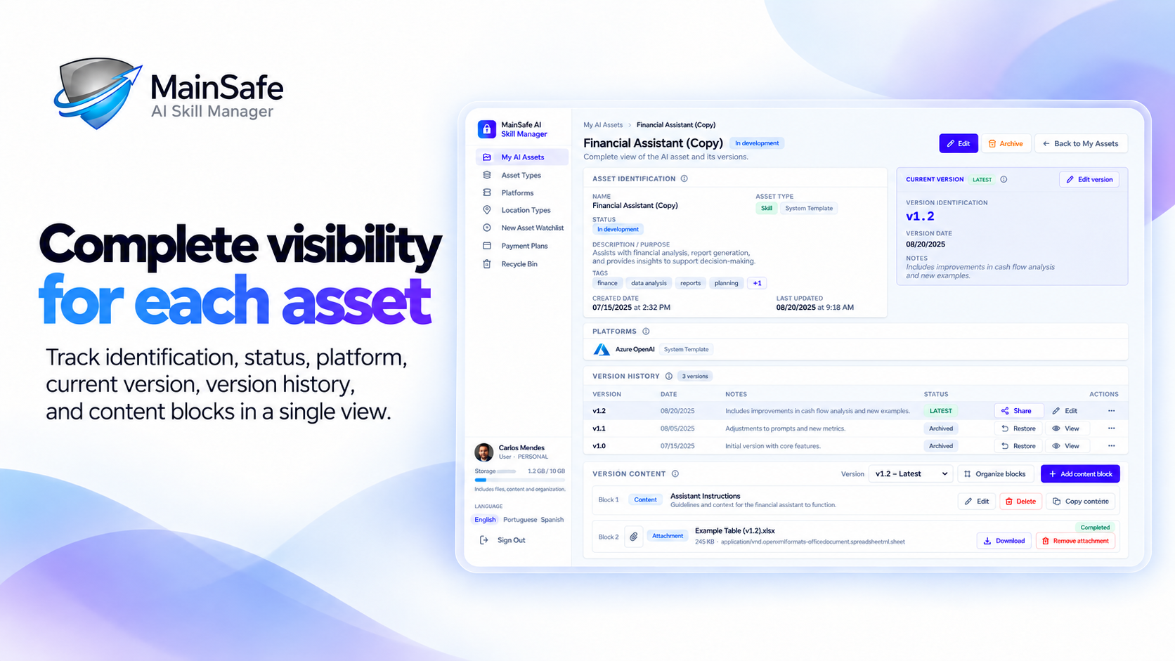 Complete visibility for each asset
