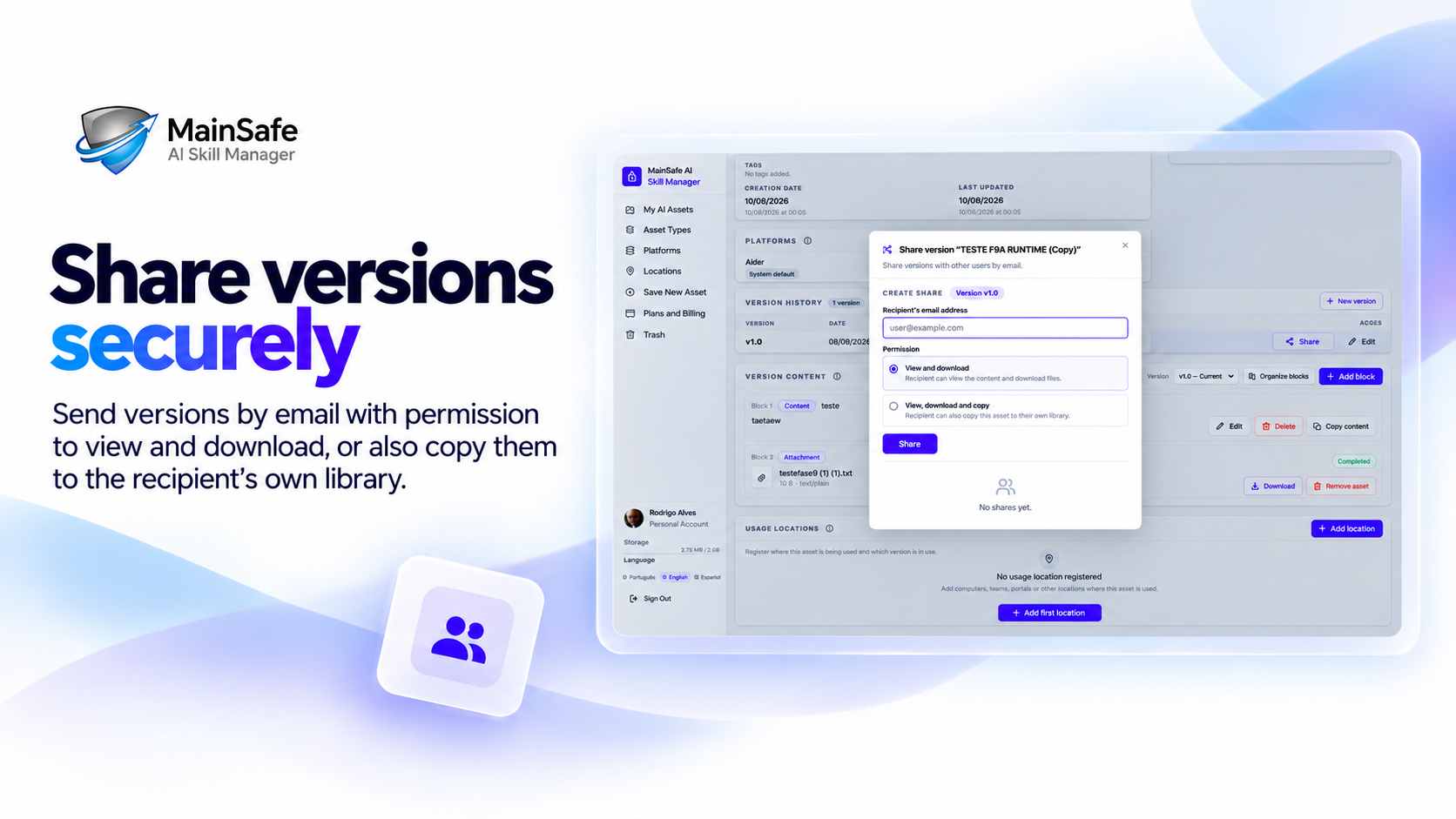 Share versions securely