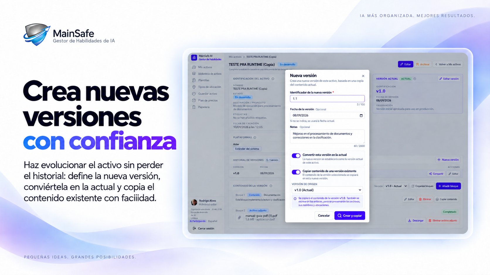 Crea nuevas versiones con confianza